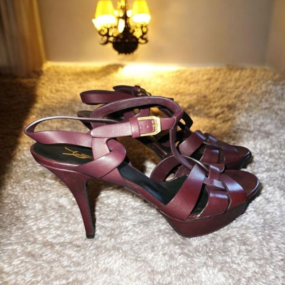 Yves Saint Laurent Paris YSL Tribute Women’s Platform Heel Burgandy Size 9.5